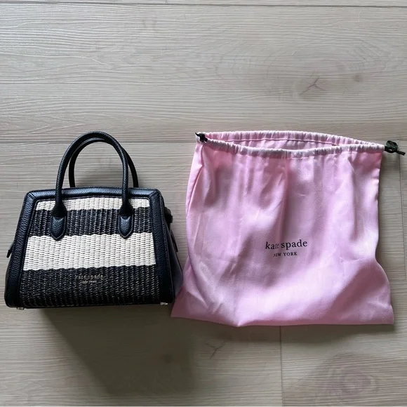 Kate Spade Knott Striped Straw Satchel - Picture 2 of 8